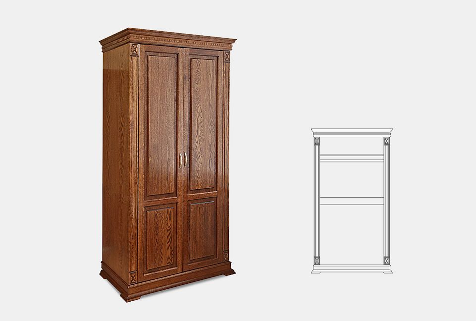 Шкаф для одежды 2-х дв. "Верди Люкс 2/4"; дуб рустикаль с патиной