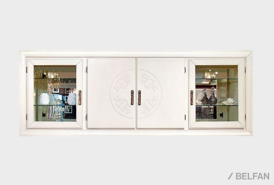 Шкаф навесной 4-х секционный "Соната" (без декора) массив и шпон дуба 1