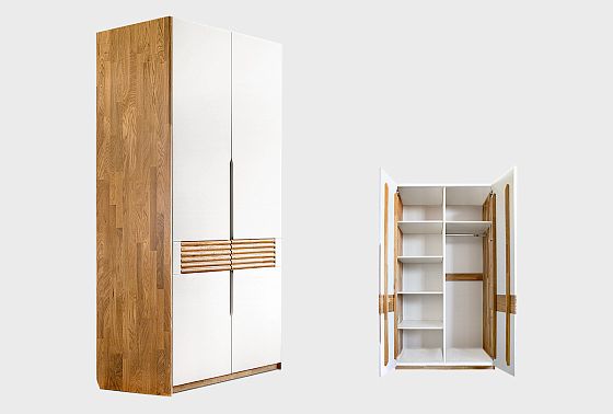 Шкаф для одежды 2-х дверный "Уоллстрит" массив дуба, МДФ 7