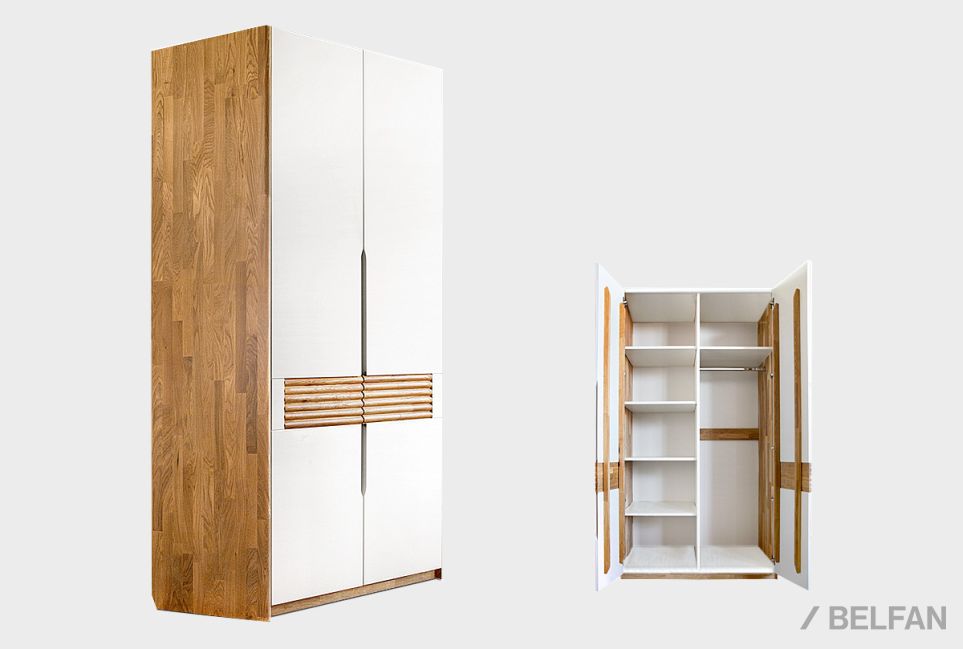 Шкаф для одежды 2-х дверный "Уоллстрит" массив дуба, МДФ 4