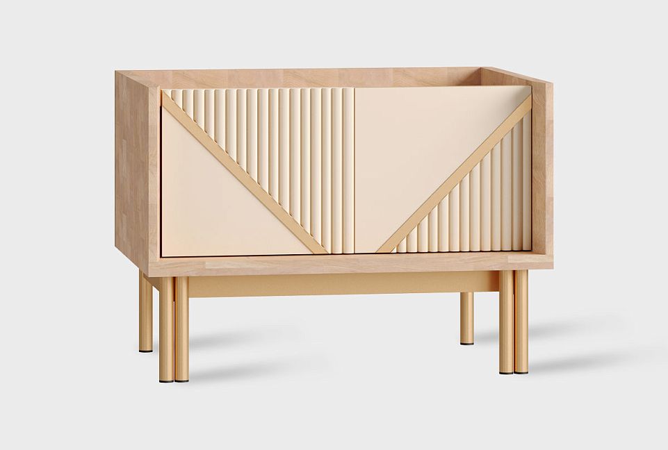 Тумба прикроватная «Авеню»; к-персиковое масло, ф-нюд