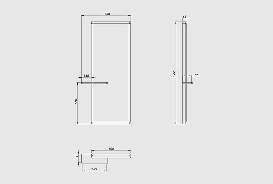 Зеркало настенное с полкой "Уоллстрит" (прямоугольное) массив дуба 4