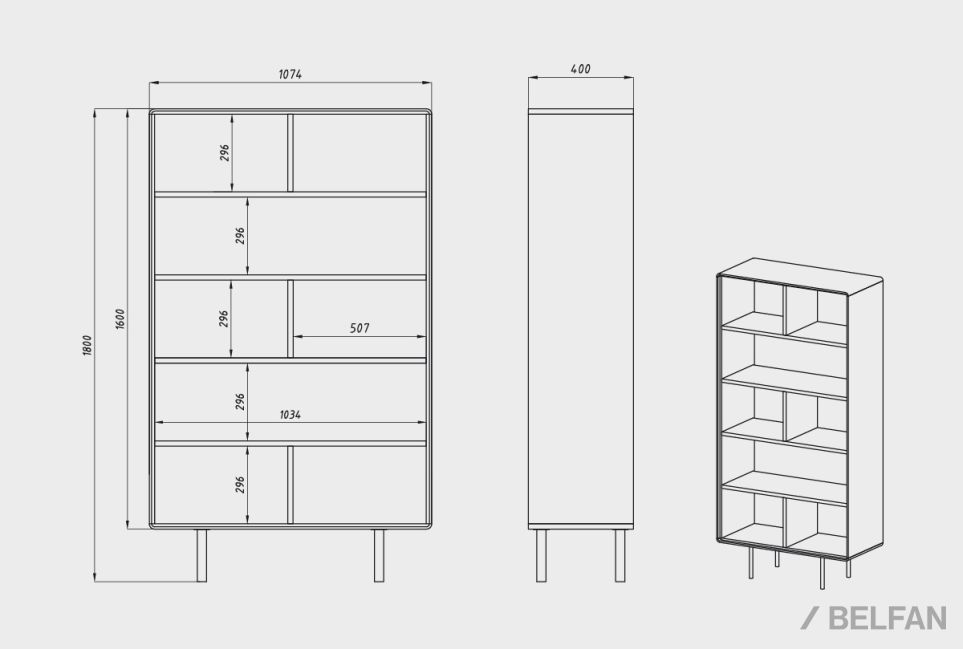 Стеллаж "Норман" 2 массив дуба, металл 4