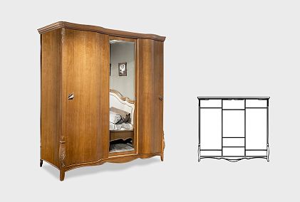 Шкаф-купе для одежды 3-х дв. "Трио" (с зеркалом)