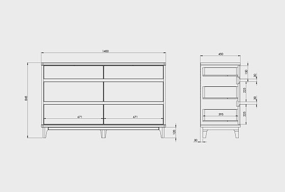 Комод "Уоллстрит" 6 массив дуба, МДФ 4