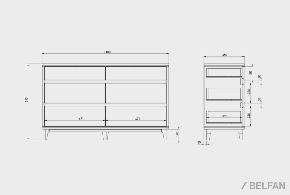 Комод "Уоллстрит" 6 массив дуба, МДФ 3