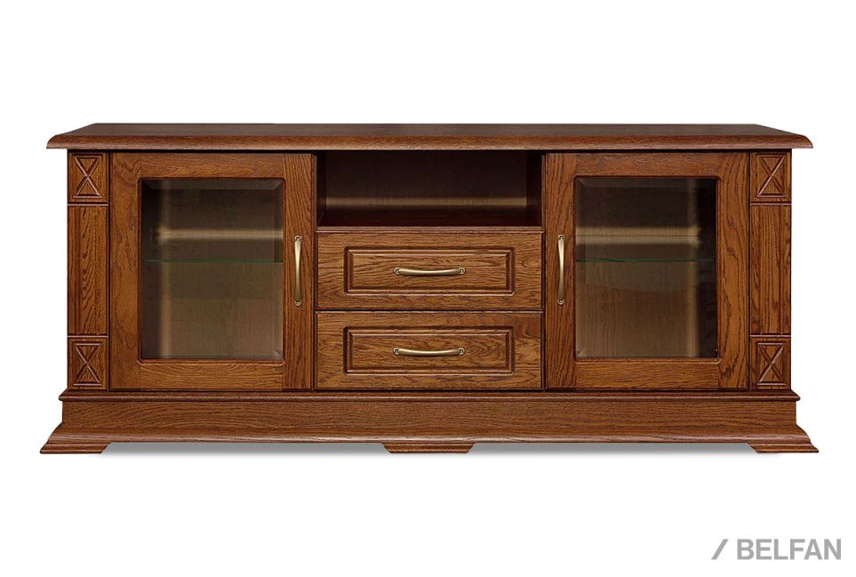 Тумба под ТВ "Верди Люкс ТВ2" массив и шпон дуба 2