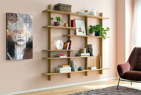 Стеллаж навесной "Арт" массив дуба 3