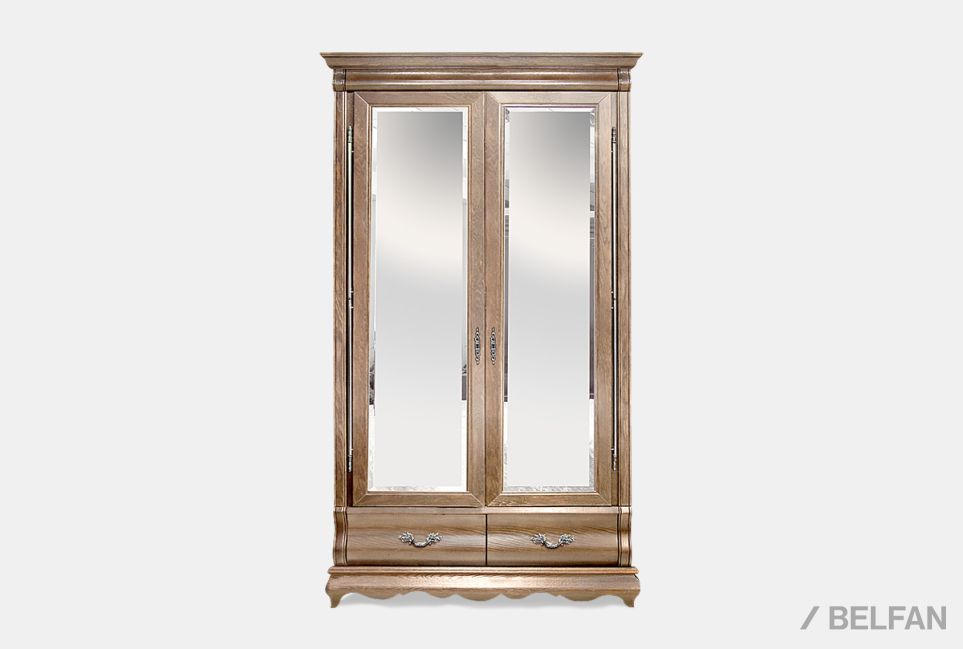 Шкаф для одежды "Тэфи" 2-х дв. с зеркалом массив и шпон дуба 1