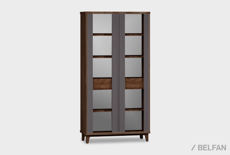 Витрина 2-х дверная "Уоллстрит" массив дуба, МДФ 1