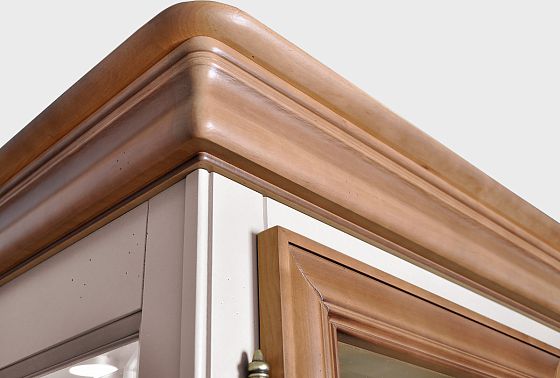 Шкаф с витриной 1-но дв. "Оливия" (правый) массив и шпон ольхи 5