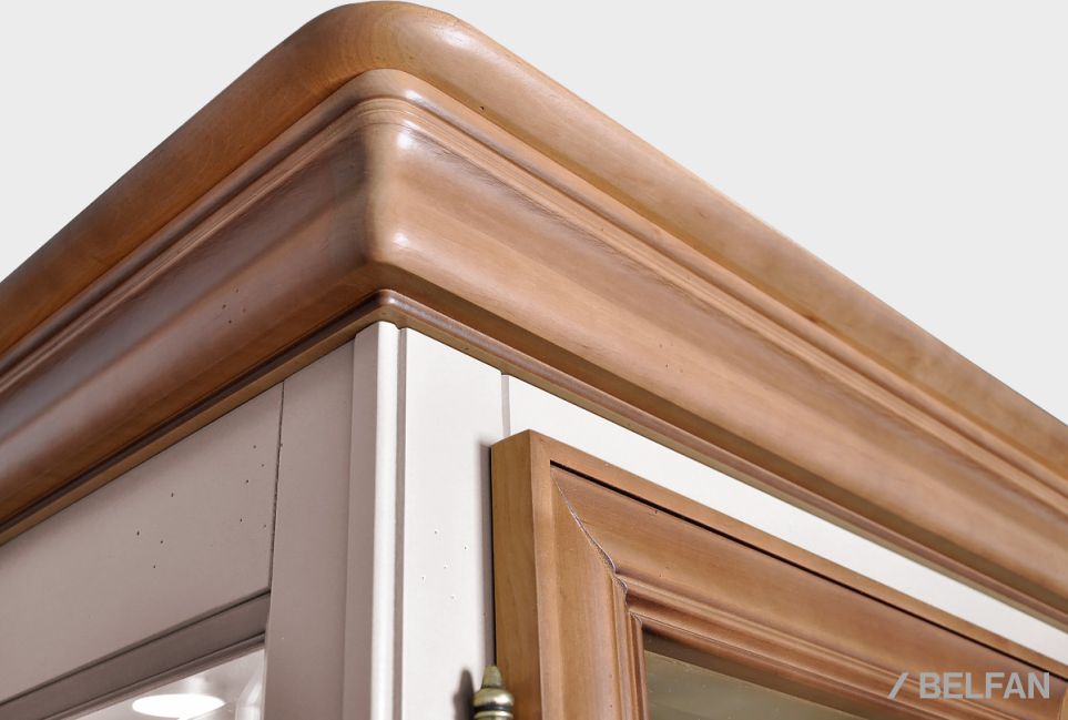 Шкаф с витриной 1-но дв. "Оливия" (правый) массив и шпон ольхи 4