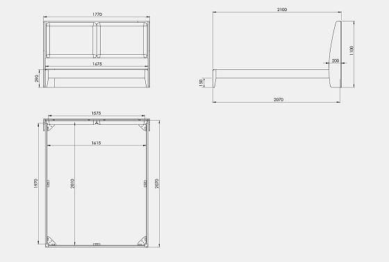Кровать "Сакраменто М" (мягкое изголовье) массив дуба 3