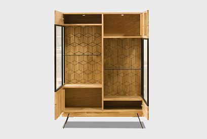 Тумба высокая "Этна" (стекло); с декором; дуб натуральный