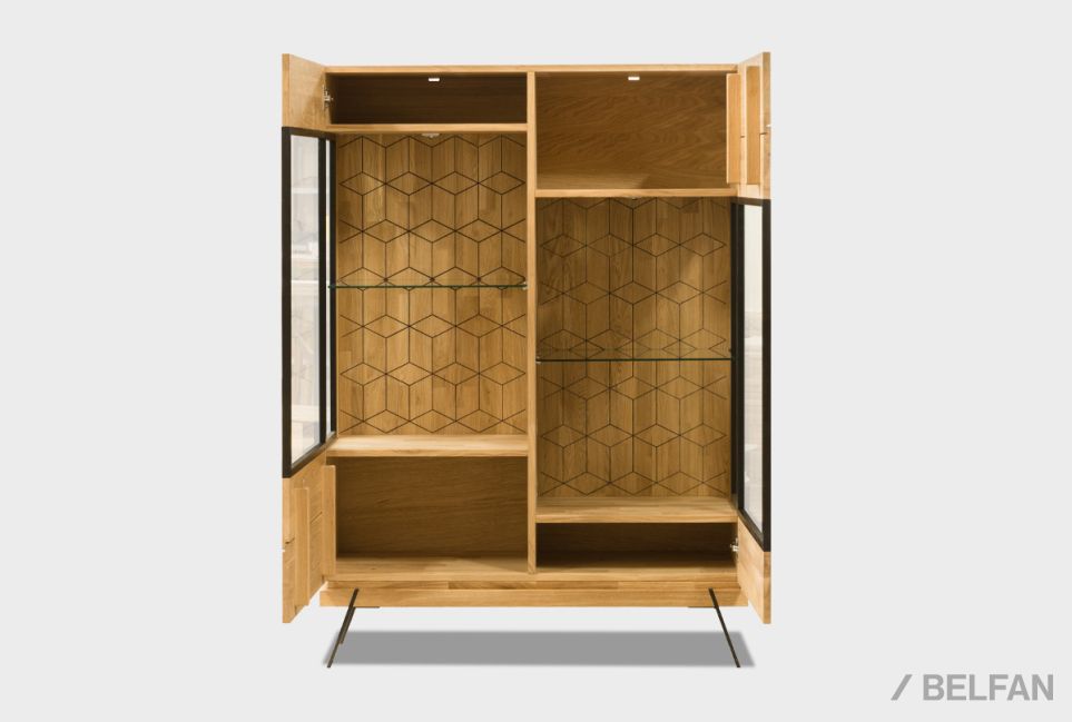 Тумба высокая "Этна" (стекло) массив дуба, металл 5