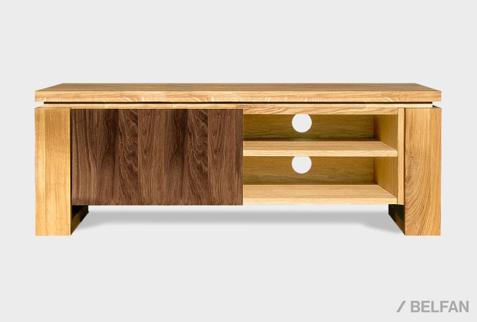 Тумба под ТВ "Берген" В-120 массив и шпон дуба 1