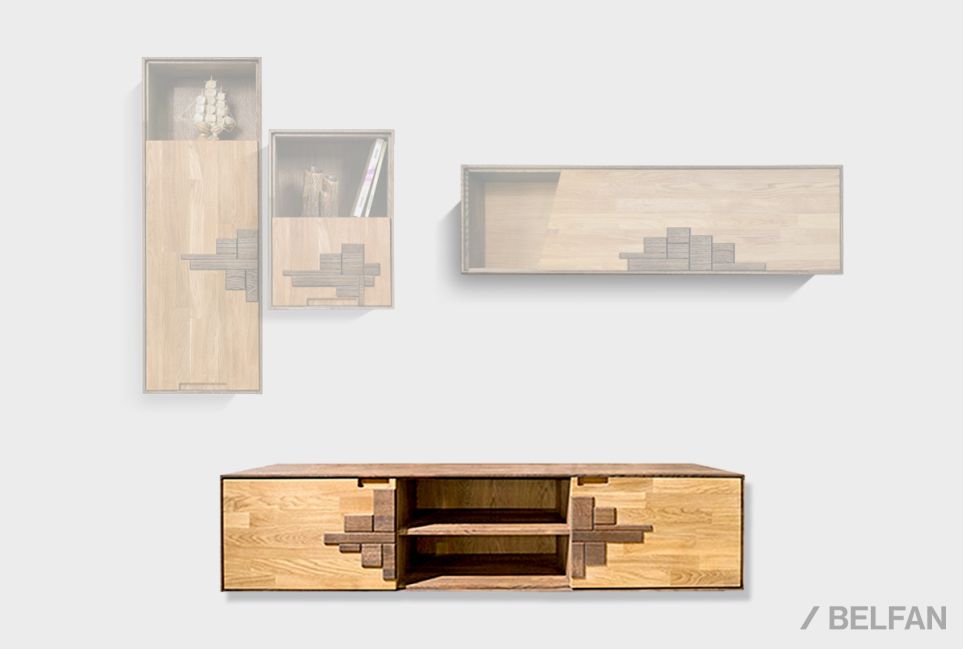 Тумба под ТВ навесная "Ирвинг Дизайн" массив дуба 3