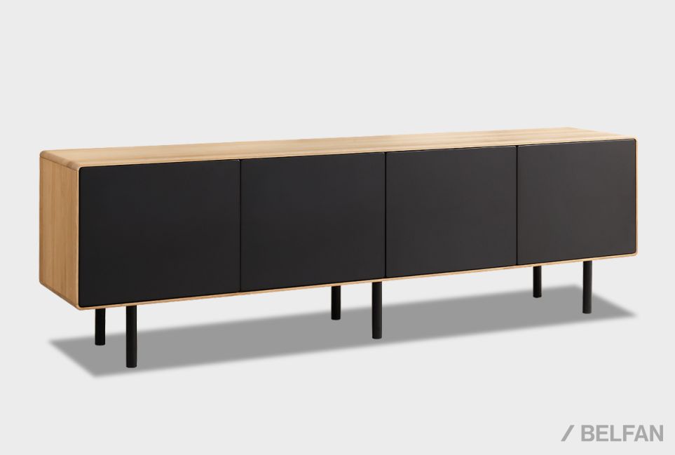 Тумба под ТВ высокая "Норман" 4 массив дуба, МДФ, металл 1