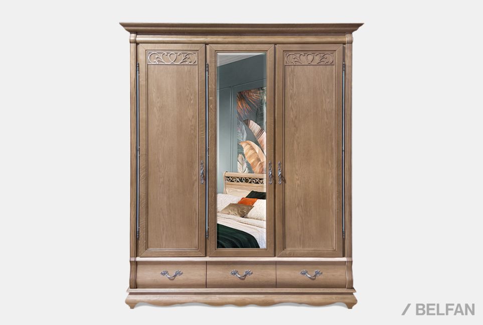 Шкаф для одежды "Тэфи" 3-х дв. с зеркалом массив и шпон дуба 2