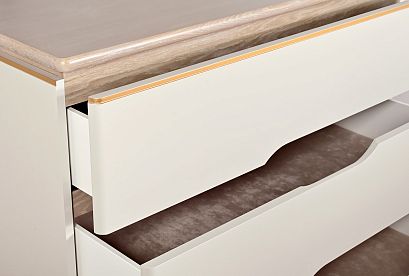 Комод "Алекса"; *ММ-376-04/01; айвори+жемчужный дуб, золотая патина