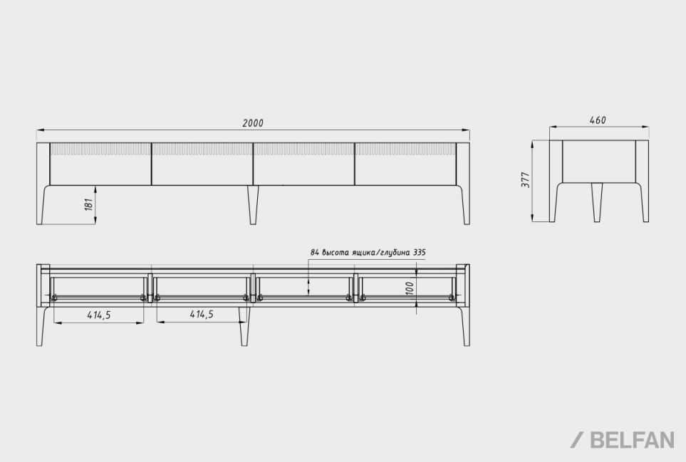 Тумба под ТВ "Бергамо" 200 массив дуба 7