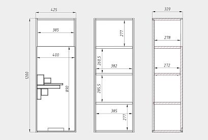 Шкаф навесной "Ирвинг Дизайн" 120 (правый); графит, бейц-масло