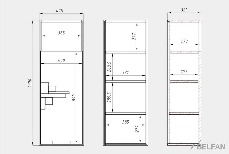 Шкаф навесной "Ирвинг Дизайн" 120 (правый) массив дуба 4