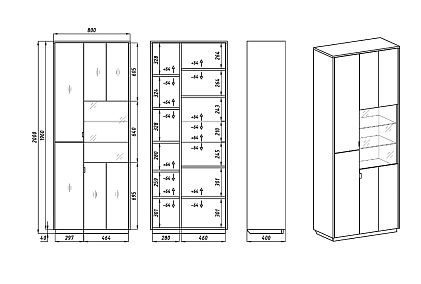 Витрина 2-х дверная "Forest"