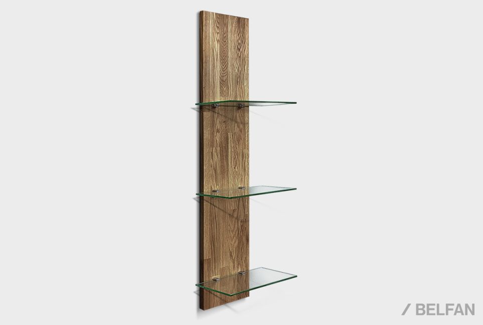 Полка настенная "Уоллстрит" (стекло) массив дуба 1