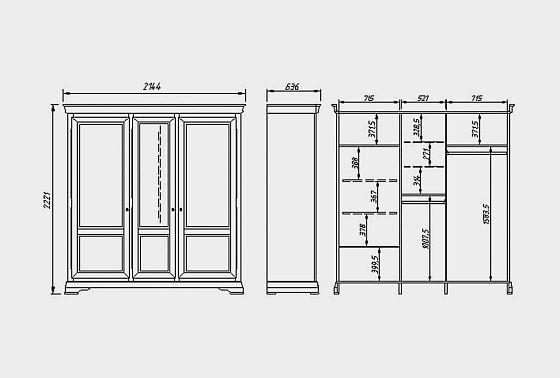 Шкаф для одежды "Оливия" 3-х дверный массив и шпон ольхи 7