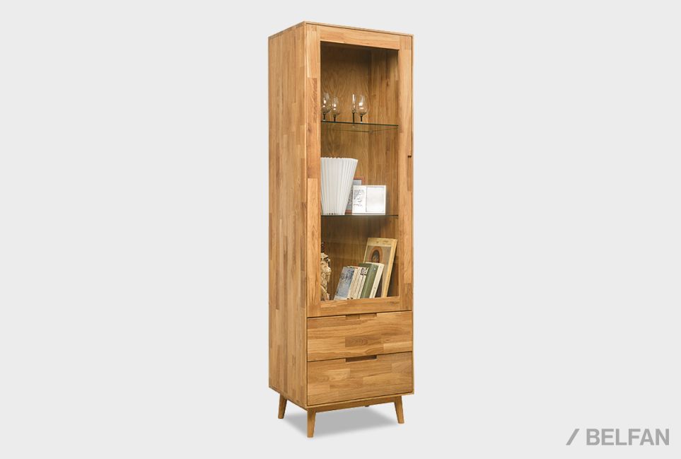 Шкаф с витриной 1-но дверный "Ирвинг" (левый) массив дуба 1