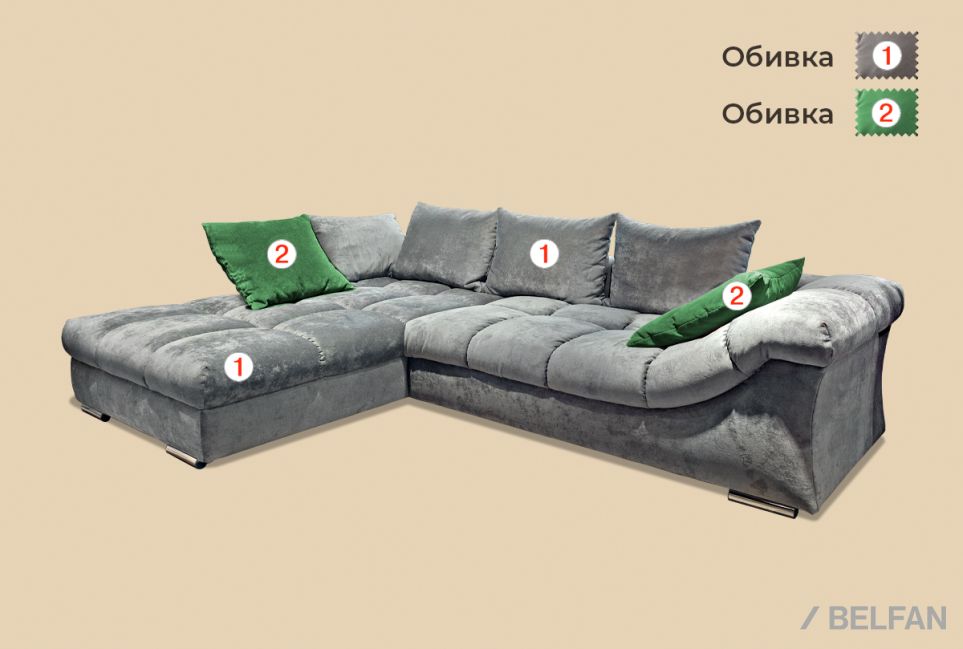 "Лаунж" диван с оттоманкой 2