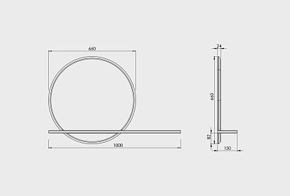 Зеркало настенное с полкой "Уоллстрит" (круглое); *А-012.12Б; к-бейц-масло, п-белый