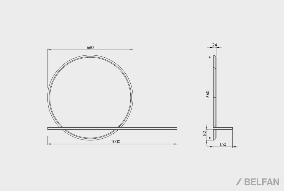 Зеркало настенное с полкой "Уоллстрит" (круглое) массив дуба 8