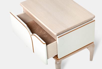 Тумба прикроватная "Алекса"; *ММ-376-03; айвори+жемчужный дуб, золотая патина