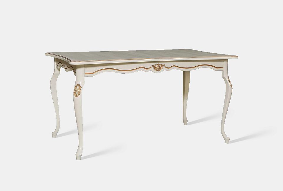 Стол обеденный "Алези 2РЕ"; раскл.; слоновая кость с золочением