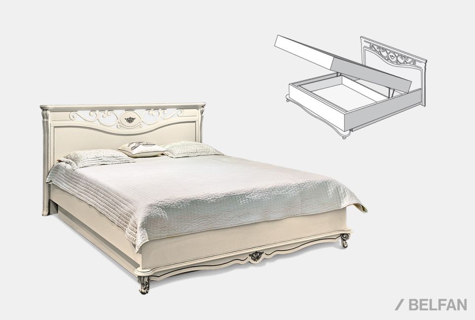 Кровать "Алези" с подьемным механизмом (низкое изножье) массив и шпон дуба 2