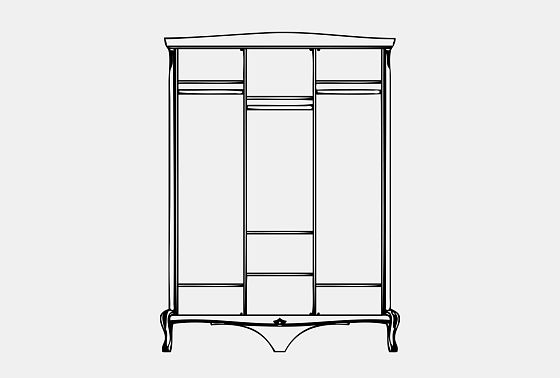 Шкаф для одежды "Флерон" 3-х дв. (с зеркалом) массив и шпон дуба 3