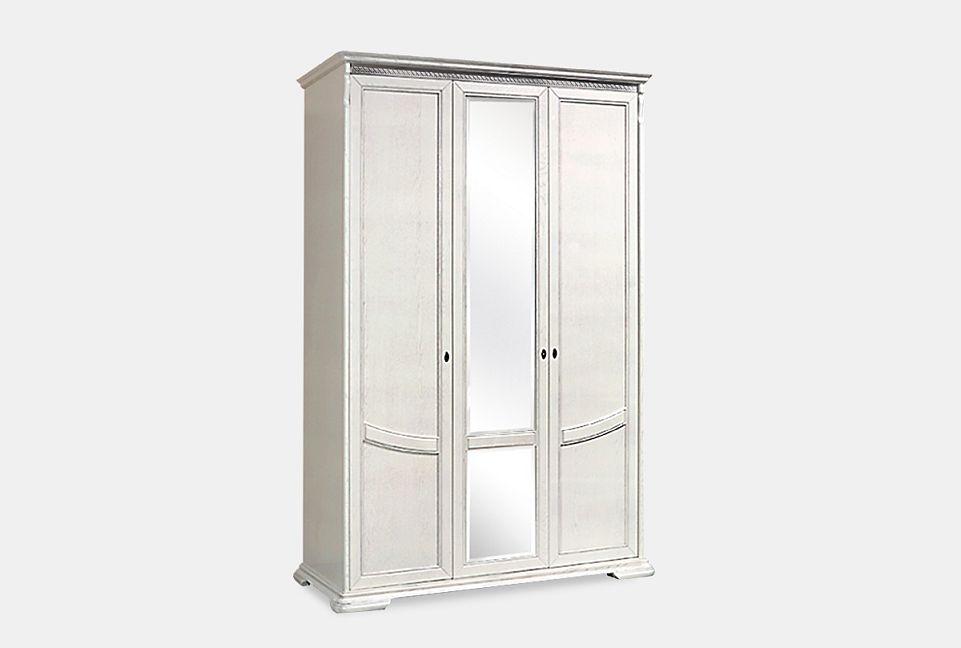Шкаф для одежды 3-х дв. "Лика" (с зеркалом); белая эмаль