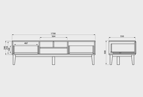 Тумба под ТВ "Чикаго" 170 массив и шпон дуба 6