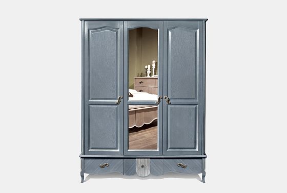 Шкаф для одежды "Катрин" фигурный 3-х дв. с зеркалом массив и шпон дуба 3