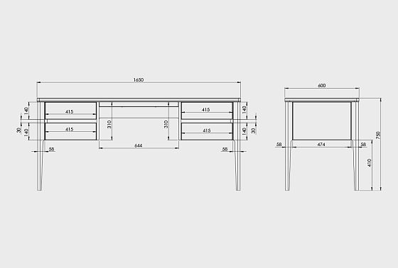 Стол письменный "Уоллстрит" (2 тумбы) массив дуба, МДФ 6