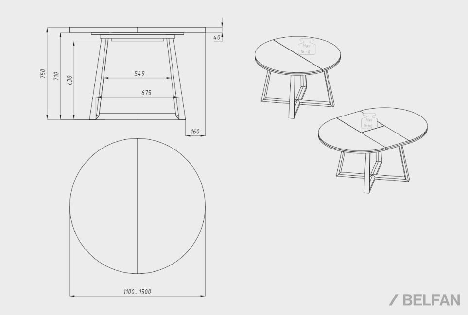 Стол обеденный "Мидгард" (раскладной) массив дуба 4