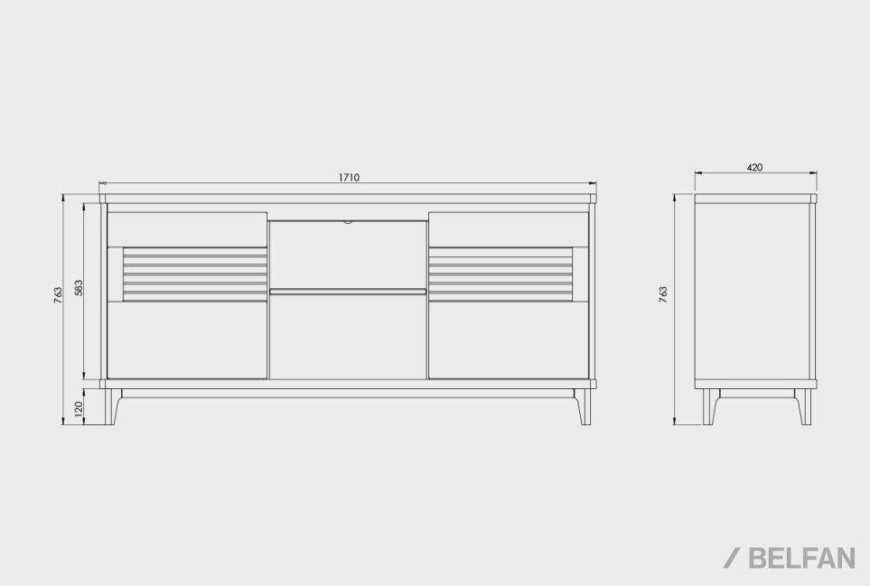 Тумба "Уоллстрит" 3 (с нишей) массив дуба, МДФ 2