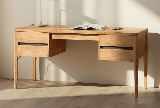 Стол письменный "Уоллстрит" (2 тумбы) массив дуба, МДФ 6