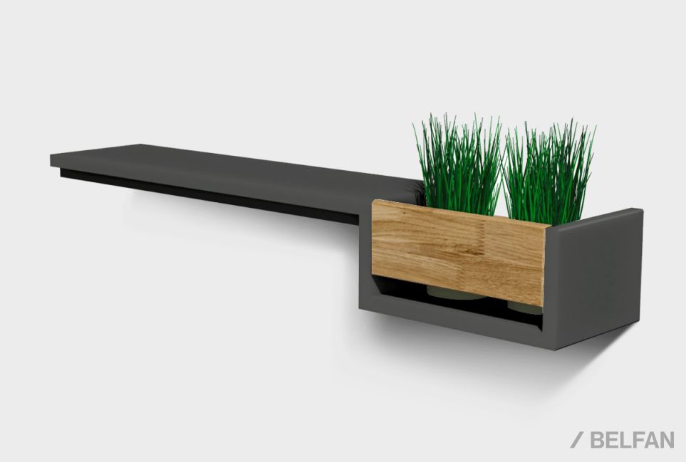 Полка с нишей "Уоллстрит" (правая) массив дуба, МДФ 1