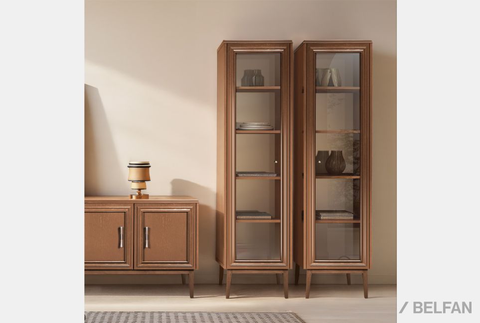 Витрина 1-но дв. "Сакраменто" (правая) массив и шпон дуба, МДФ 1