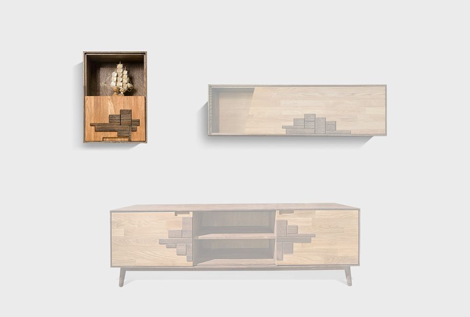 Шкаф навесной "Ирвинг Дизайн" 60 (левый); графит, бейц-масло