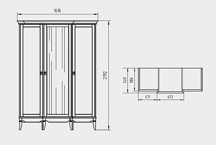 Шкаф для одежды 3-х дв. "Стюарт" (с зеркалом)