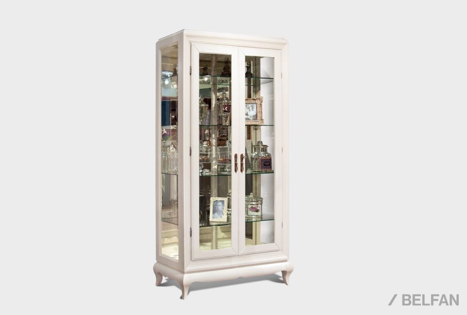 Шкаф с витриной 2-х дверный "Соната" (узкий) массив и шпон дуба 1